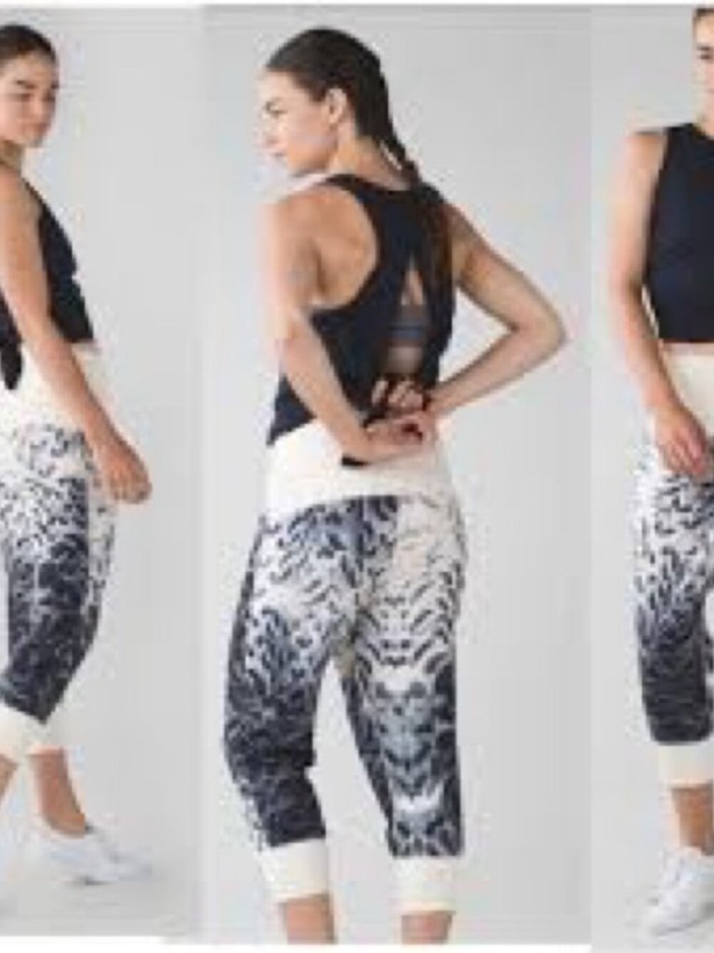 Lululemon Dance to Yoga Pants Boyfriend-fit Pretty Plume Angel Wing Black Size 8